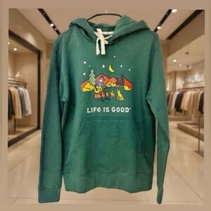 Life Is Good Forest Green Hoodie with Graphic